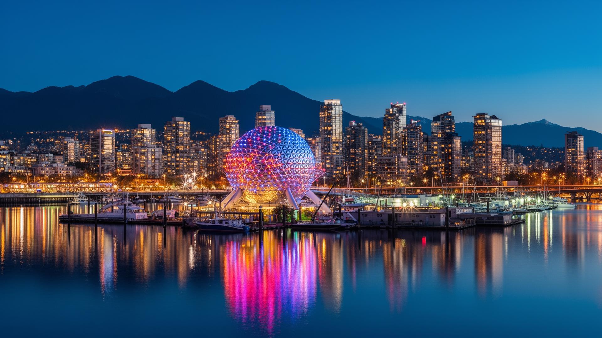 Vancouver skyline at night
